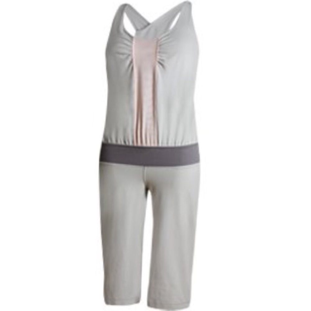 LULULEMON RARE The Romp “Her” Wide Leg Cropped Jumpsuit *Light Gray/Pink 8 - Picture 2 of 6